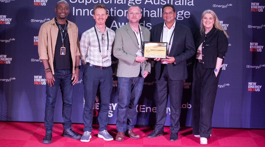 Supercharge Australia NOV 2025 - Liberate Minerals Winner - Derick Gyabeng - Kirk McDonald - Ben Apfel - Richard Simons - Megan Fisher - L-R